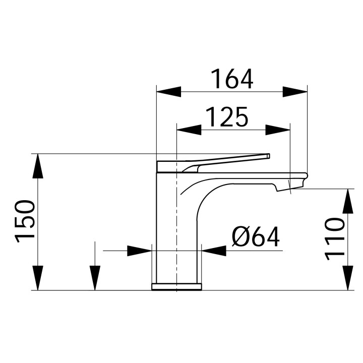 Waschtischarmatur Vema Oten, stehend, Höhe 178mm, Auslauf 120mm, ohne Stöpsel, Chrom