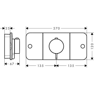 Modul thermostatisch Axor One, Unterputz, 1 odbiornik wody, Außenelement, schwarz matt