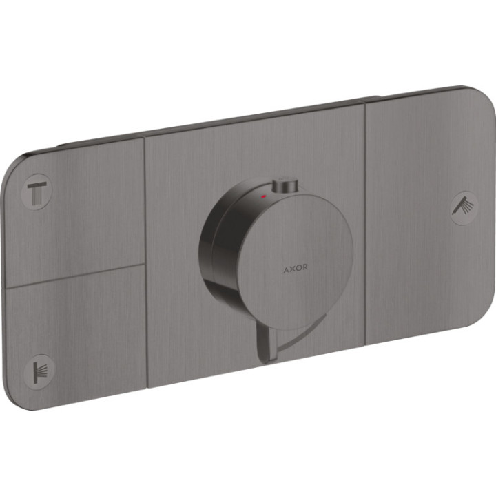 Modul thermostatisch Axor One, Unterputz, 3 Empfänger wody, Außenelement, schwarz matt