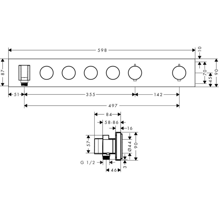 Modul thermostatisch Axor Select 530/90 do 3 odbiorników, Unterputz, Chrom- sanitbuy.pl