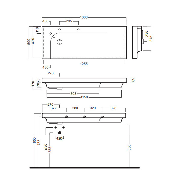 Hatria AREA 70x35 Wandwaschtisch ohne Hahnloch z Überlauf- sanitbuy.pl