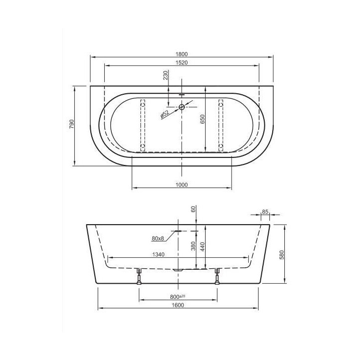  Badewanne freistehend kompozytowa Roca Ariane 165x75, weiß 