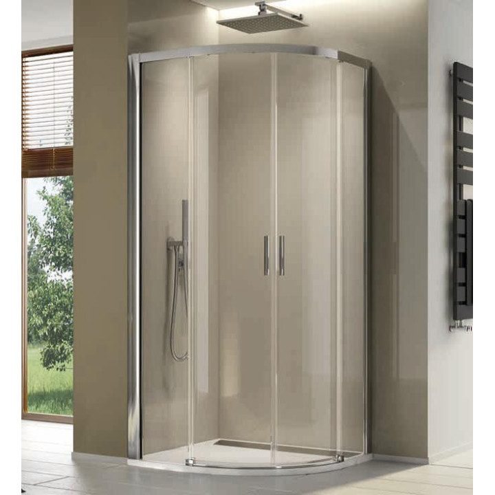 Kabine quadratisch Eck- Sanswiss Top-Line S, 80x80cm, Schiebetür, Glas transparent, profil schwarz matt