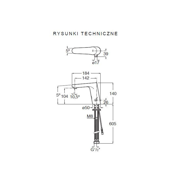 Waschtischarmatur, elektronisch Roca Loft-E Chrom, dł. 202 mm, woda zmieszana AC 230V