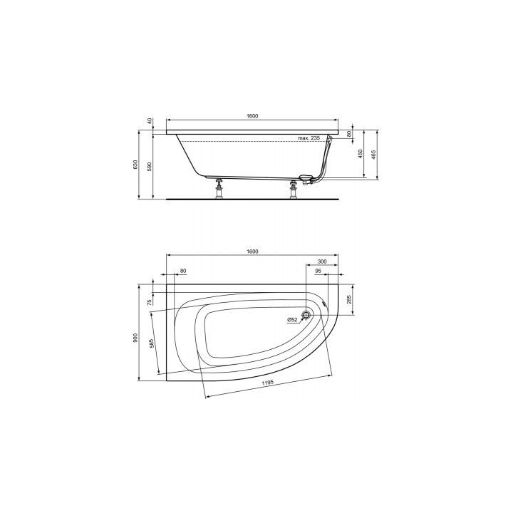  Badewanne Ideal Standard Strada 170x100 cm links
