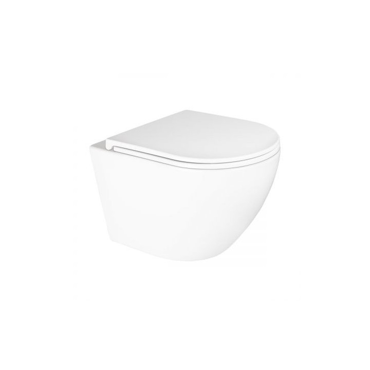 Set Wand-WC wc Oltens Hamnes, 52x35,5cm, PureRim, mit Schicht SmartClean mit WC-Sitz mit Softclosing Slim - weiß