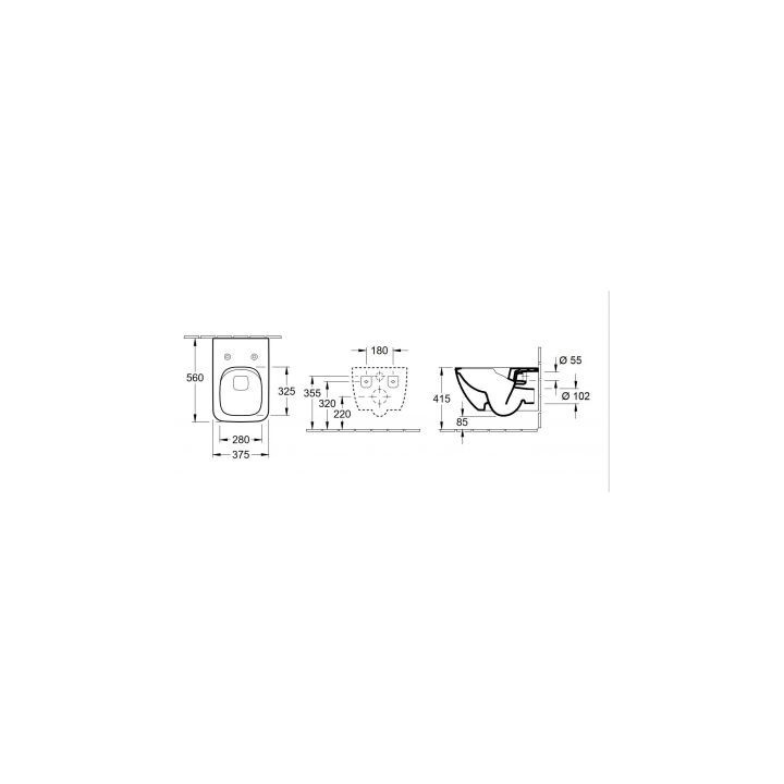 Set (Becken + WC-Sitz mit Softclosing SlimSeat) Villeroy & Boch Collaro Combi-Pack White Alpin, Becken bezrantowa, weiß