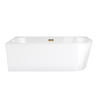 Eck-badewanne Corsan INTERO links 160 cm z szeroką krawędzią i wykończeniem złotym - weiß