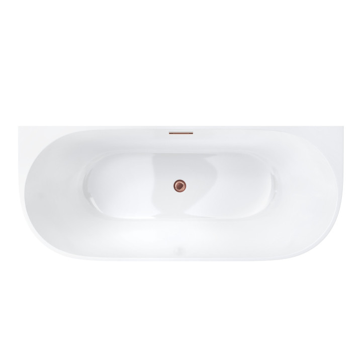 Badewanne zur Wandmontage freistehend Corsan Mono 160 cm z wykończeniem złotym - weiß