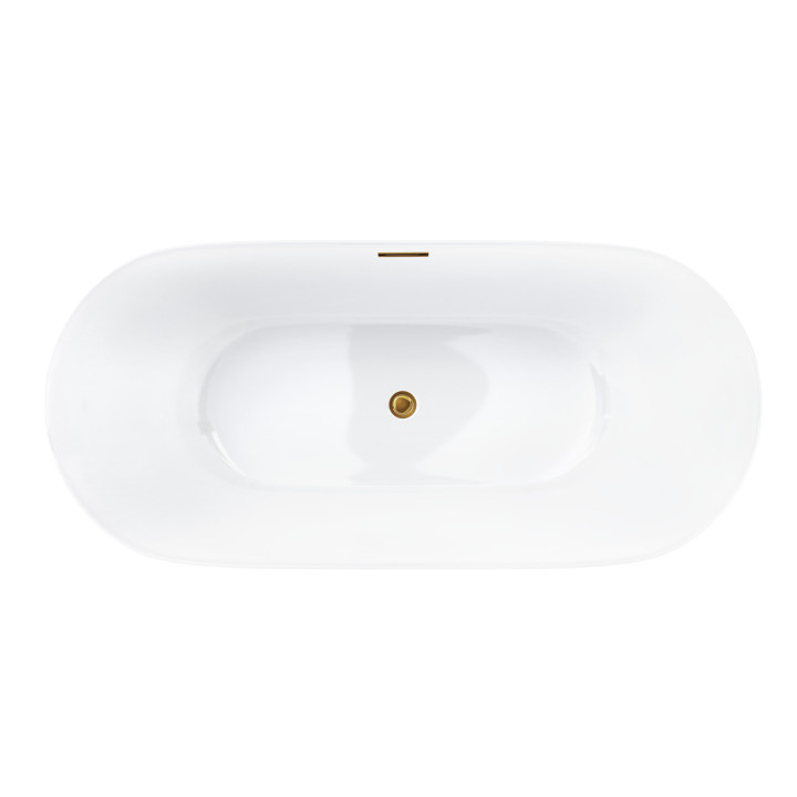 Badewanne freistehend Corsan Olvena 170 cm z wykończeniem schwarz - weiß