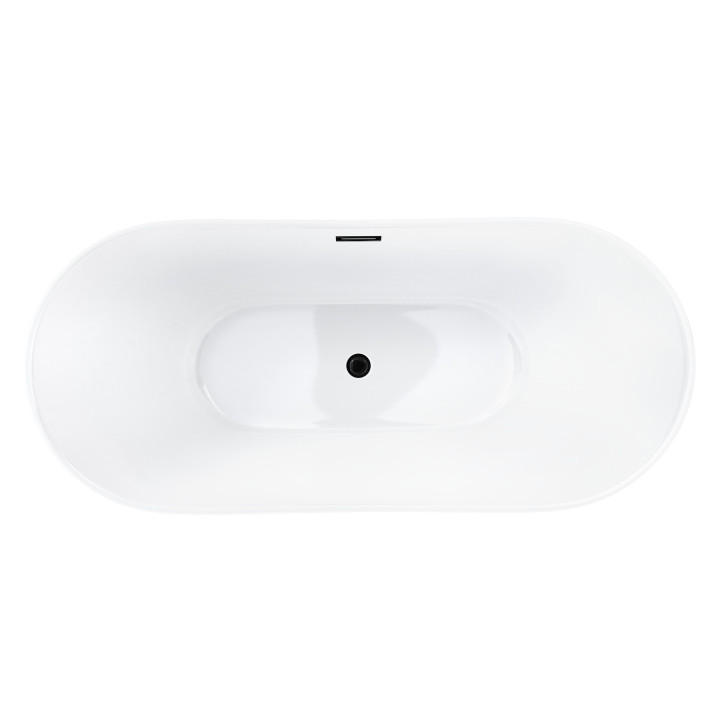 Badewanne freistehend Corsan Nauti 160 cm z wykończeniem Chrom - weiß