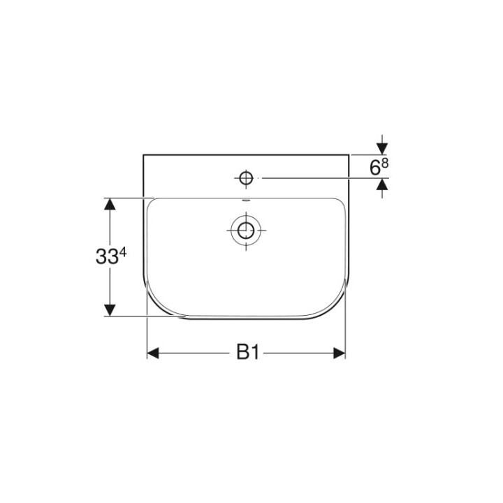 Geberit Smyle Waschtisch, B65cm, H17cm, T48cm, z Überlauf, mit Hahnloch