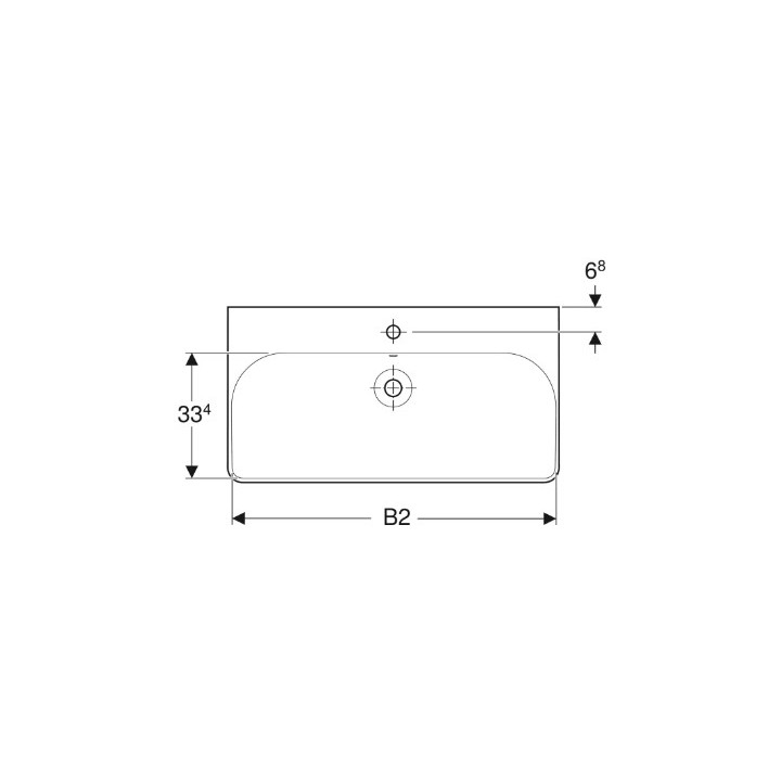 Geberit Smyle Square Waschtisch, B90cm, H16.5cm, T48cm, z Überlauf, mit Hahnloch