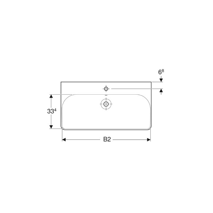 Geberit Smyle Square Waschtisch, B90cm, H16.5cm, T48cm, z Überlauf, ohne Hahnloch