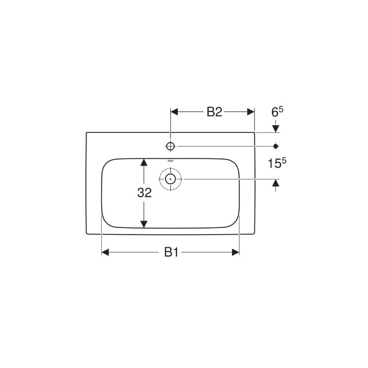 Geberit Modo Waschtisch, B80cm, H15.5cm, T48.5cm, z Überlauf, mit Hahnloch