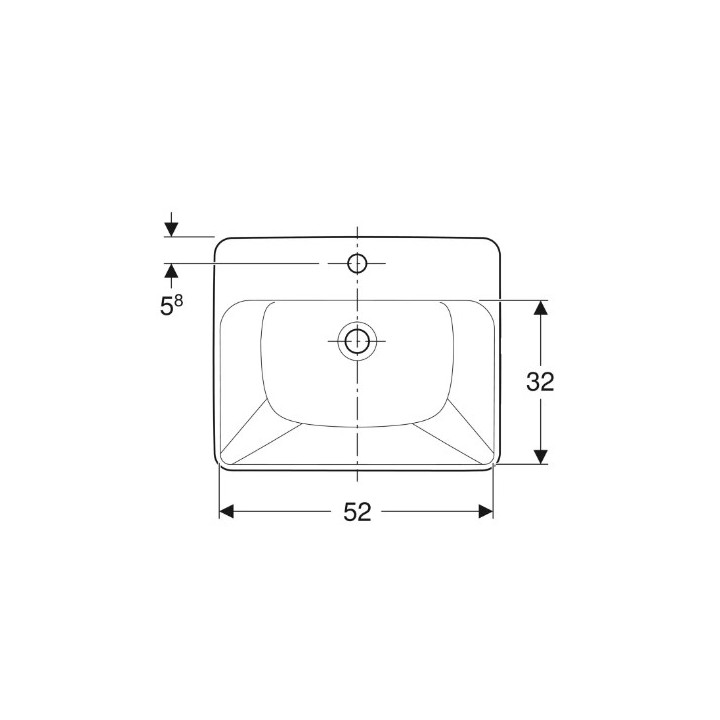 Geberit Variform Waschtisch częściowo Einbau-, rechteckig, B55cm, H18.5cm, T45cm, z Überlauf, mit Hahnloch