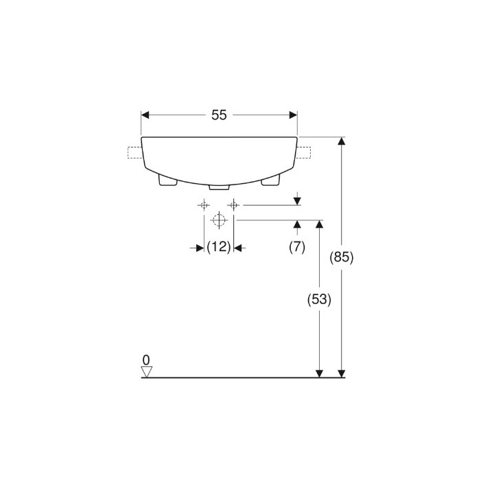 Geberit Variform Waschtisch częściowo Einbau-, rechteckig, B55cm, H18.5cm, T45cm, z Überlauf, mit Hahnloch