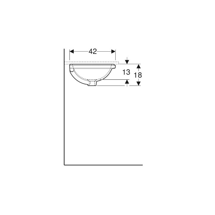 Geberit Variform Unterbauwaschtisch, rund, D33cm, H18cm, z Überlauf, ohne Hahnloch