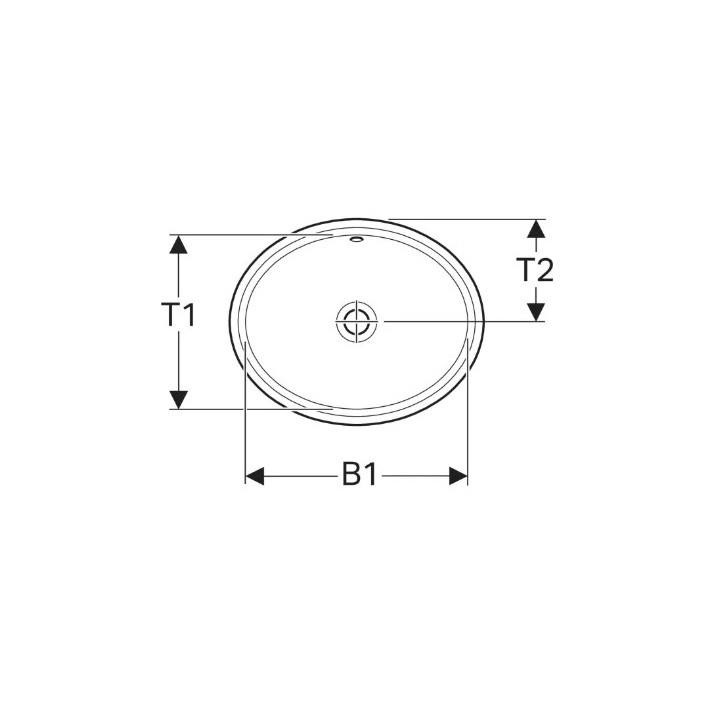 Geberit Variform Unterbauwaschtisch, oval, B49.5cm, H18cm, T42cm, z Überlauf, ohne Hahnloch