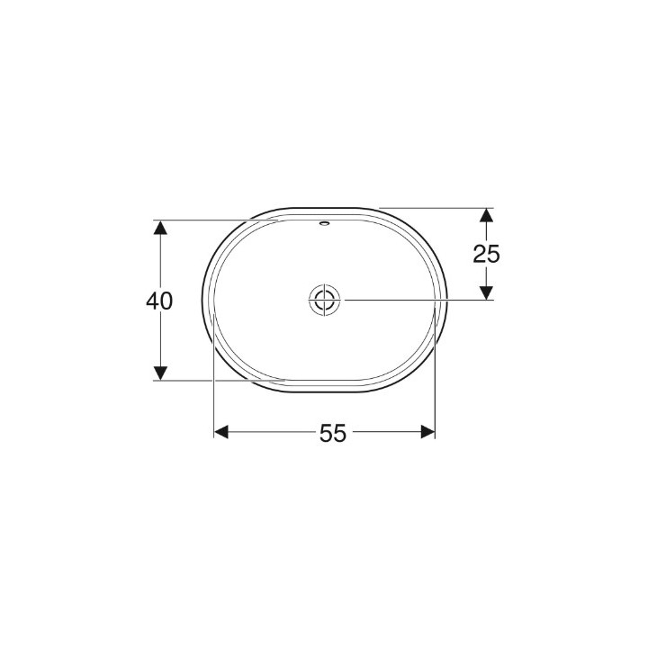 Geberit Variform Unterbauwaschtisch, oval, B56cm, H18cm, T46cm, z Überlauf, ohne Hahnloch
