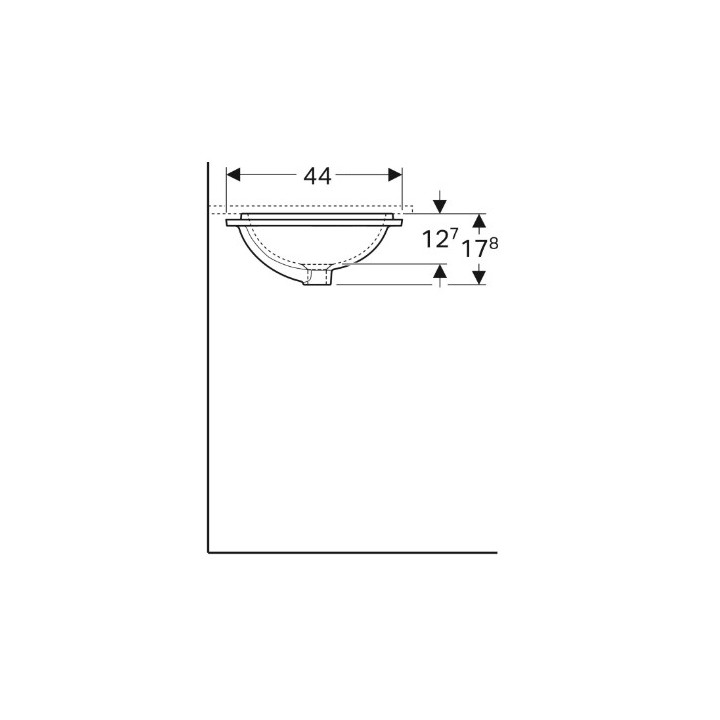 Geberit Variform Unterbauwaschtisch, rechteckig, B53cm, H17.8cm, T44cm, ohne Überlauf, ohne Hahnloch