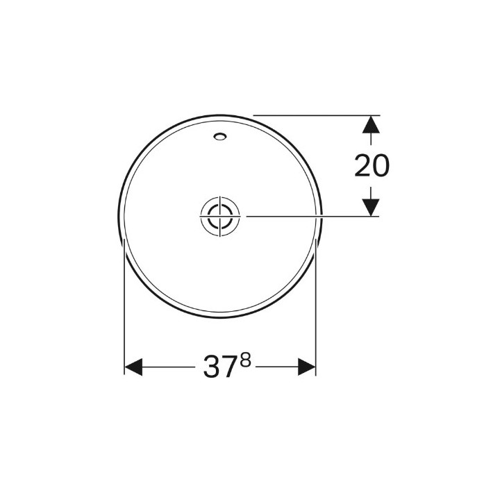 Geberit Variform Einbauwaschtisch, rund, D40cm, H17.8cm, z Überlauf, ohne Hahnloch