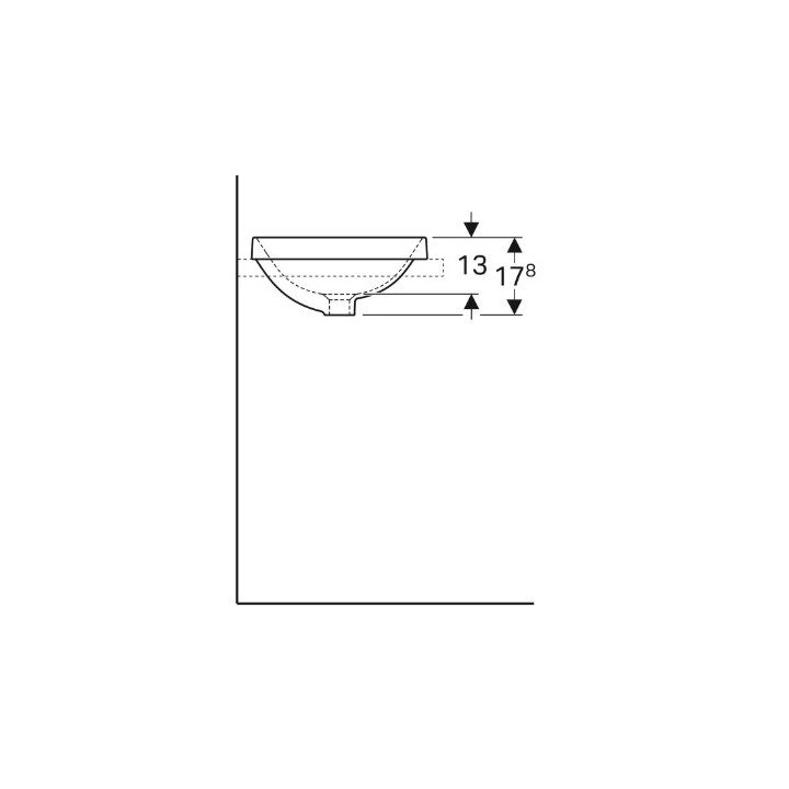 Geberit Variform Einbauwaschtisch, rund, D40cm, H17.8cm, z Überlauf, ohne Hahnloch