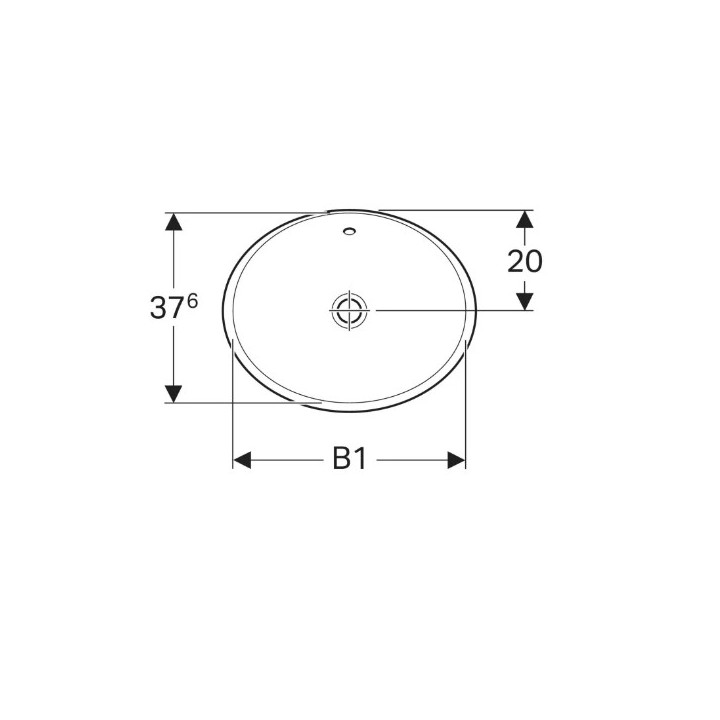Geberit Variform Einbauwaschtisch, oval, B55cm, H17.8cm, T40cm, z Überlauf, ohne Hahnloch