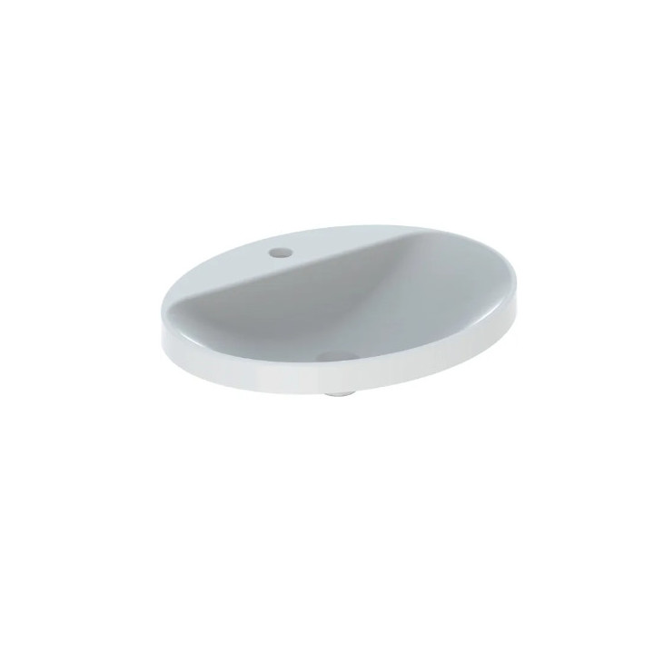 Geberit Variform Einbauwaschtisch, oval, B60cm, H17.8cm, T48cm, z Überlauf, mit Hahnloch