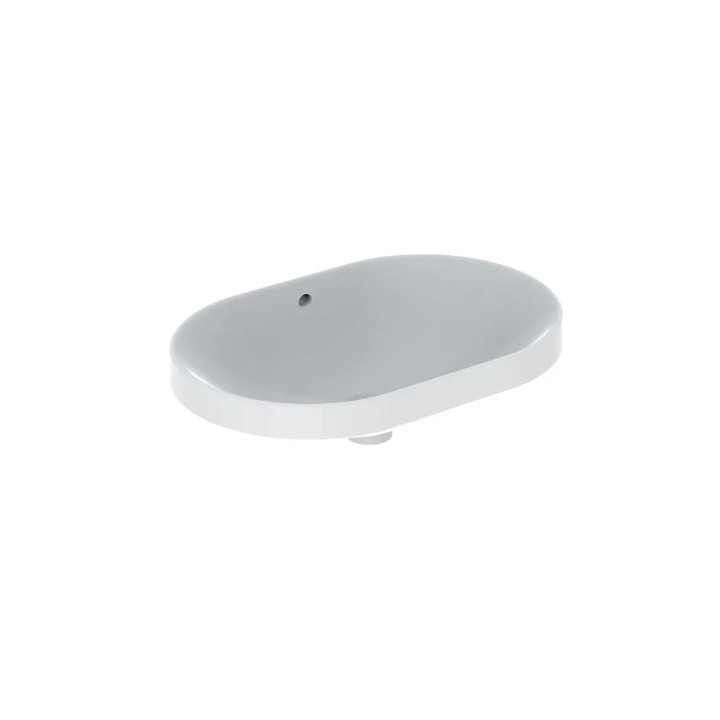 Geberit Variform Einbauwaschtisch, oval, B60cm, H17.8cm, T48cm, ohne Überlauf, mit Hahnloch