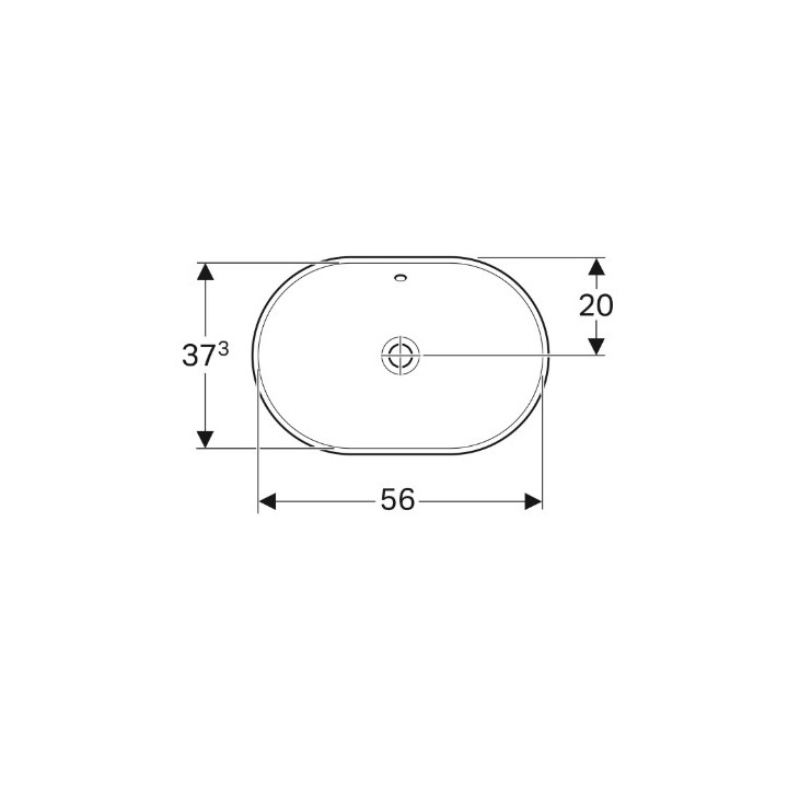 Geberit Variform Einbauwaschtisch, oval, B60cm, H17.8cm, T48cm, ohne Überlauf, mit Hahnloch