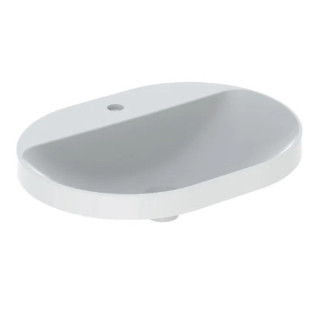 Geberit Variform Einbauwaschtisch, eliptyczna, B60cm, H17.8cm, T45cm, z Überlauf, mit Hahnloch