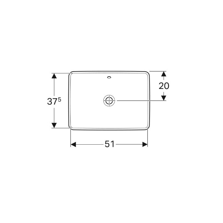 Geberit Variform Einbauwaschtisch, rechteckig, B55cm, H17.8cm, T40cm, z Überlauf, ohne Hahnloch