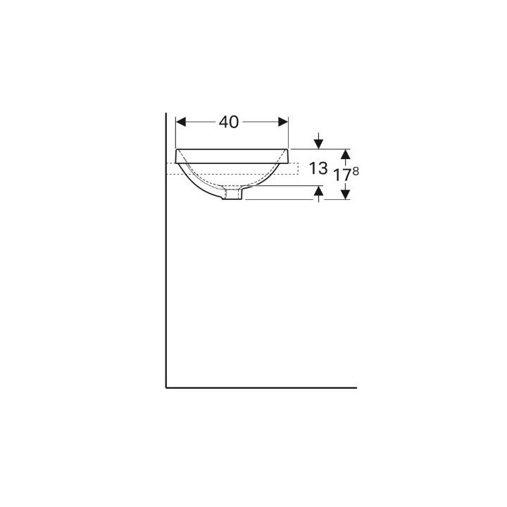 Geberit Variform Einbauwaschtisch, rechteckig, B55cm, H17.8cm, T40cm, z Überlauf, ohne Hahnloch