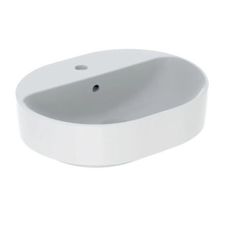 Geberit Variform Aufsatzwaschtisch, eliptyczna, B60cm, H15.8cm, T45cm, z Überlauf, mit Hahnloch