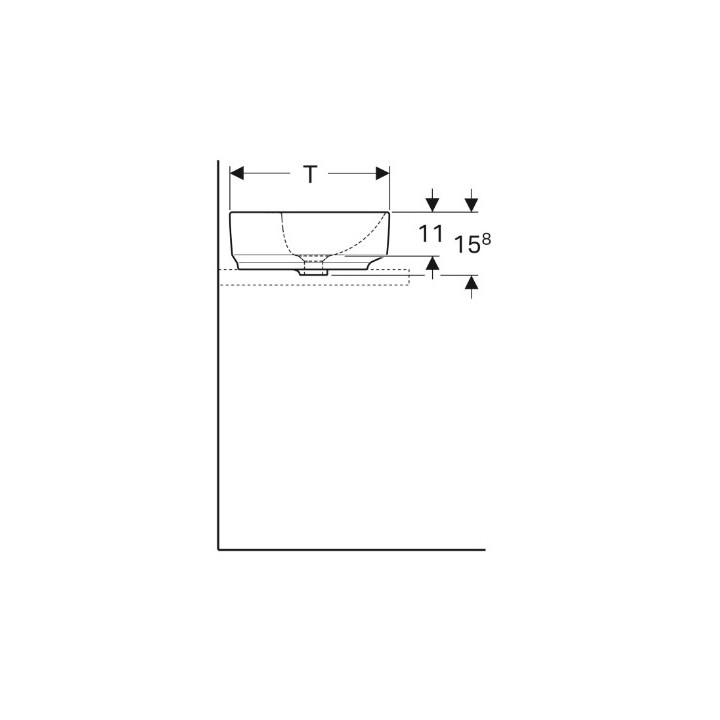 Geberit Variform Aufsatzwaschtisch, eliptyczna, B60cm, H15.8cm, T45cm, z Überlauf, mit Hahnloch