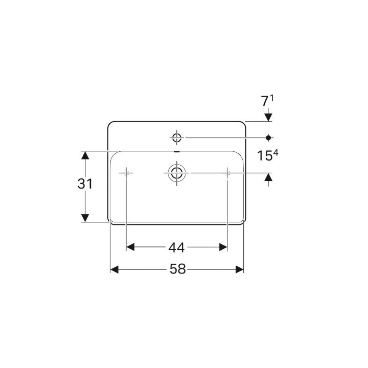 Geberit Variform Aufsatzwaschtisch, rechteckig, B55cm, H15.8cm, T40cm, ohne Überlauf, ohne Hahnloch