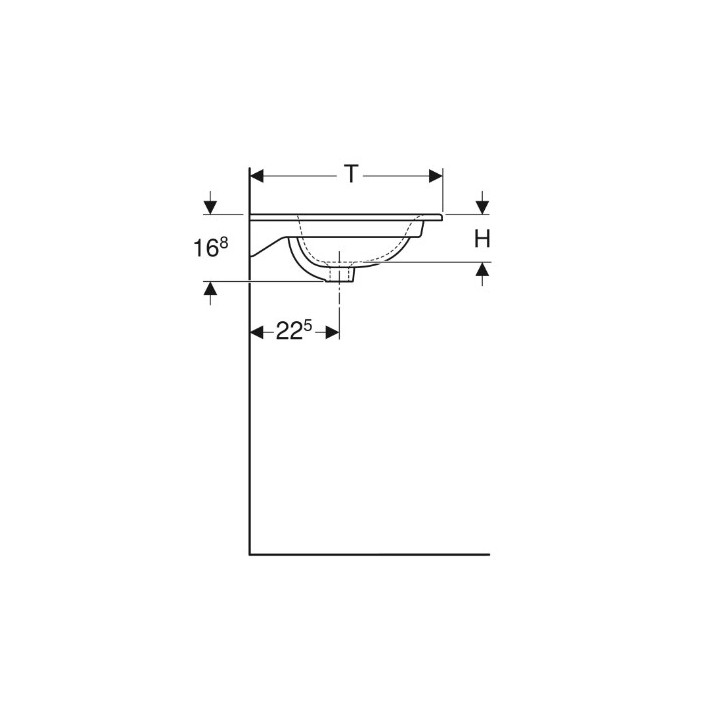 Geberit Selnova Square Waschtisch mit unterschrank, B55cm, H16.8cm, T48cm, cienki rant, z Überlauf,  mit Hahnloch