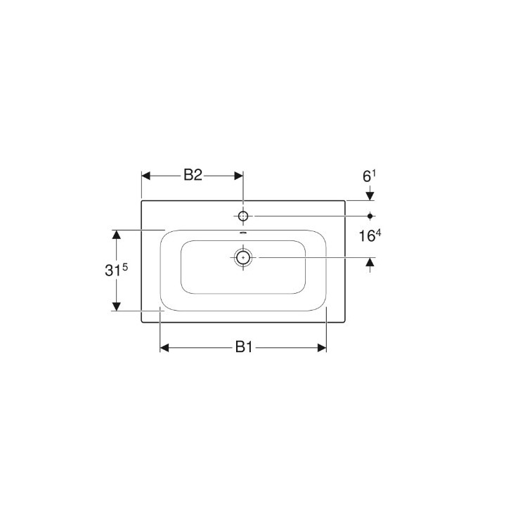 Geberit Selnova Square Waschtisch mit unterschrank, B80cm, H16.8cm, T48cm, cienki rant, z Überlauf,  mit Hahnloch