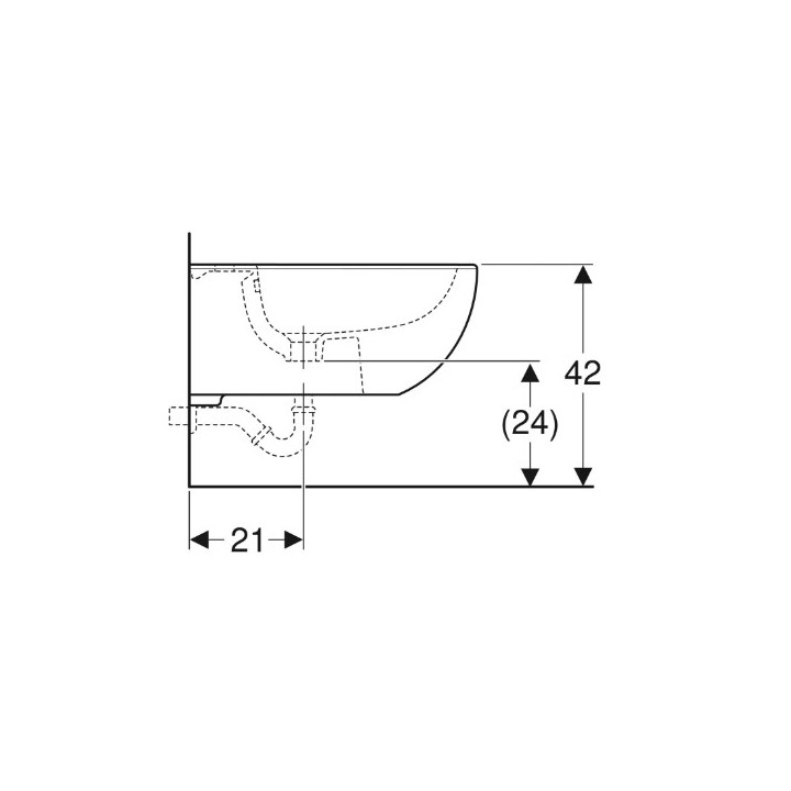 Geberit Selnova Bidet hängend, B36cm, H26cm, T53cm, ukryte mocowania, z Überlauf, mit Hahnloch