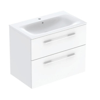 Geberit Selnova Square Set szafki pod umywalkę, z dwojgiem Tür, B80cm, H65.2cm, T50.2cm, Walnuss hickory jasny, z umywalką meblo
