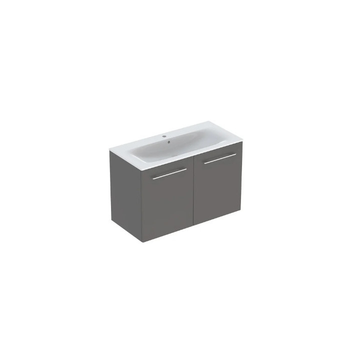 Geberit Selnova Square Set szafki pod umywalkę, z dwojgiem Tür, B100cm, H65.2cm, T50.2cm, weiß, z umywalką meblową, cienki rant,