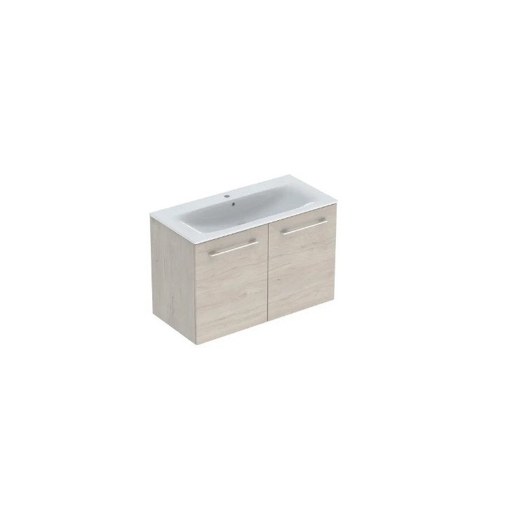 Geberit Selnova Square Set szafki pod umywalkę, z dwojgiem Tür, B100cm, H65.2cm, T50.2cm, Walnuss hickory, z umywalką meblową, c