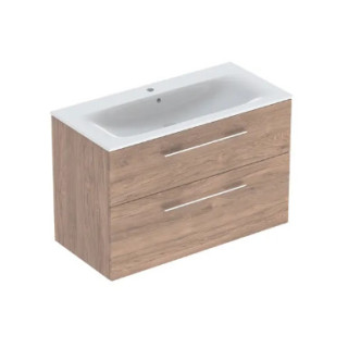 Geberit Selnova Square Set szafki pod umywalkę, z dwiema szufladami, B100cm, H65.2cm, T50.2cm, lava, z umywalką meblową, cienki 
