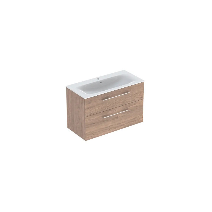 Geberit Selnova Square Set szafki pod umywalkę, z dwiema szufladami, B100cm, H65.2cm, T50.2cm, lava, z umywalką meblową, cienki 