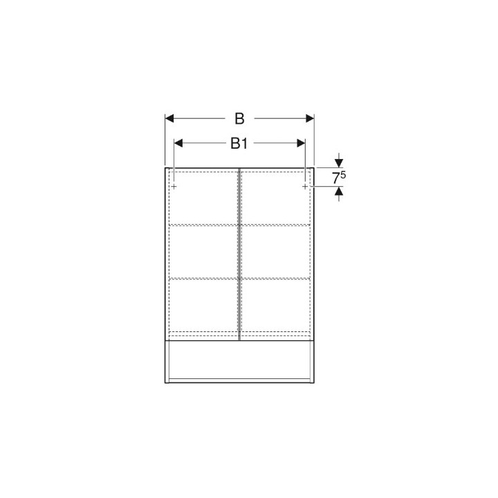 Geberit Selnova Square Spiegelschrank, B58.8cm, H85cm, T17.5cm, z dwojgiem Tür, weiß