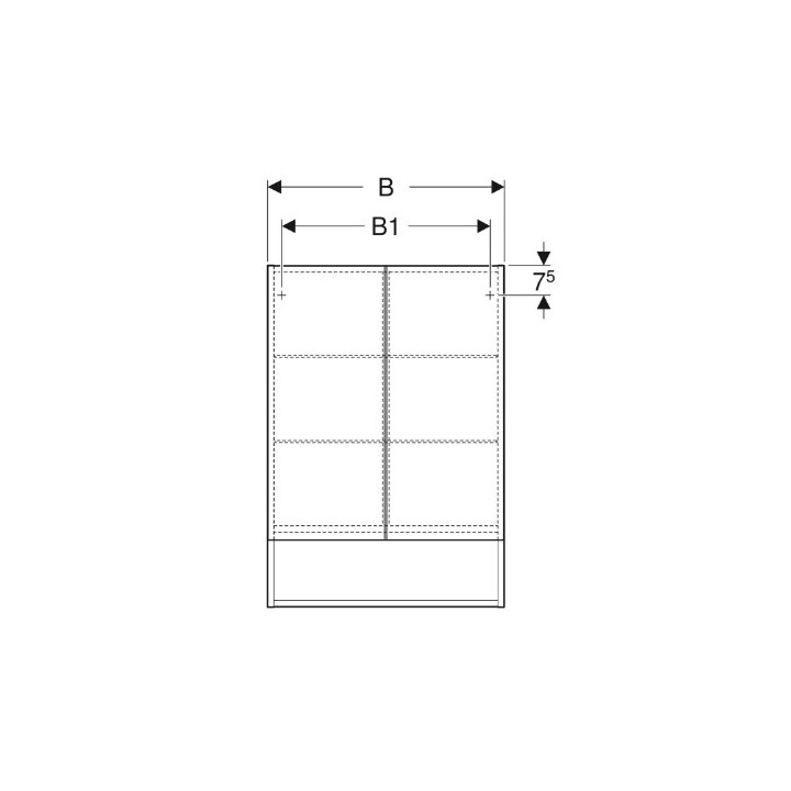 Geberit Selnova Square Spiegelschrank, B78.8cm, H85cm, T17.5cm, z dwojgiem Tür, weiß