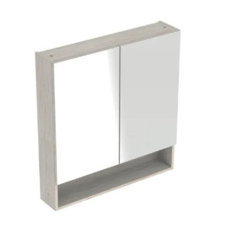 Geberit Selnova Square Spiegelschrank, B78.8cm, H85cm, T17.5cm, z dwojgiem Tür, Walnuss hickory