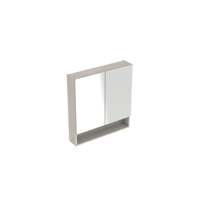 Geberit Selnova Square Spiegelschrank, B78.8cm, H85cm, T17.5cm, z dwojgiem Tür, Walnuss hickory
