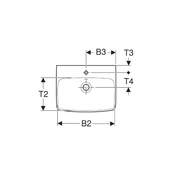 Geberit Selnova Square Waschtisch kompaktowa, B36cm, H14.5cm, T28cm, z Überlauf, mit Hahnloch